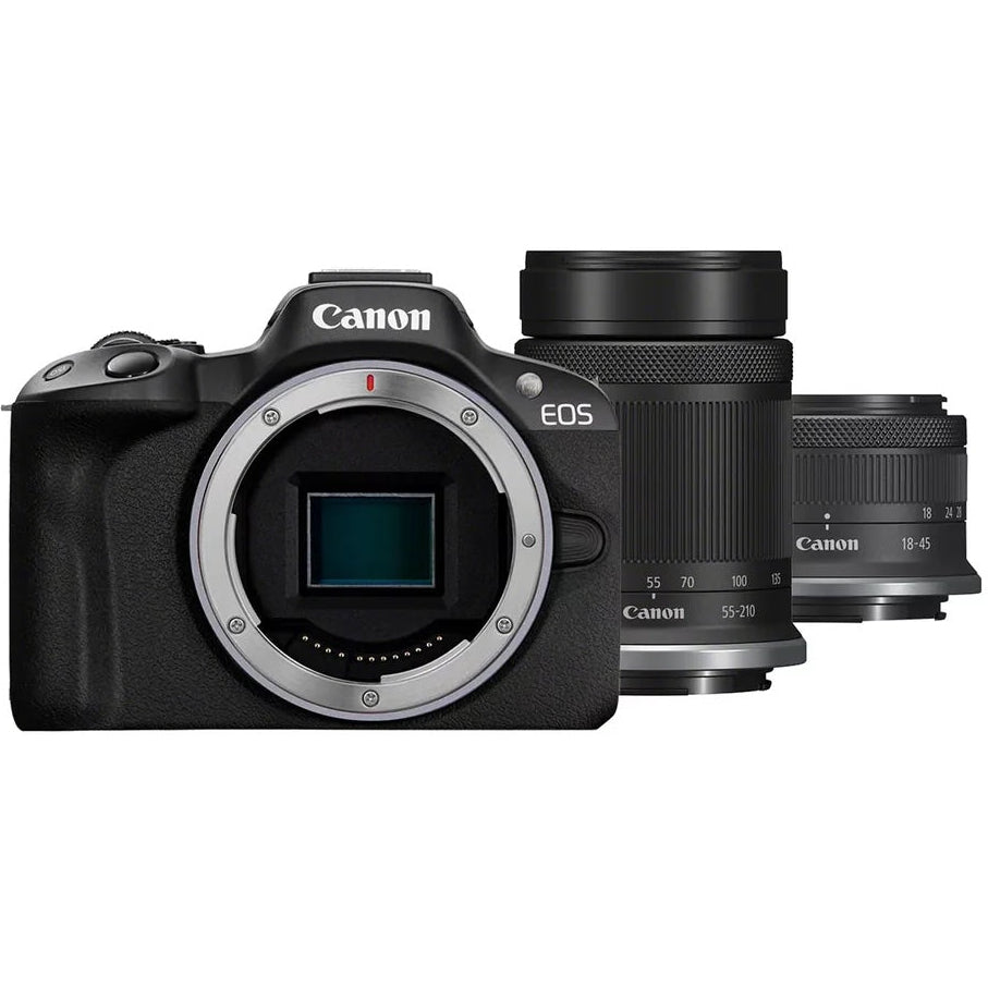 Canon EOS R50 Mirrorless Camera + RF-S 18-45mm + RF-S 55-210mm Lens Kit - Black