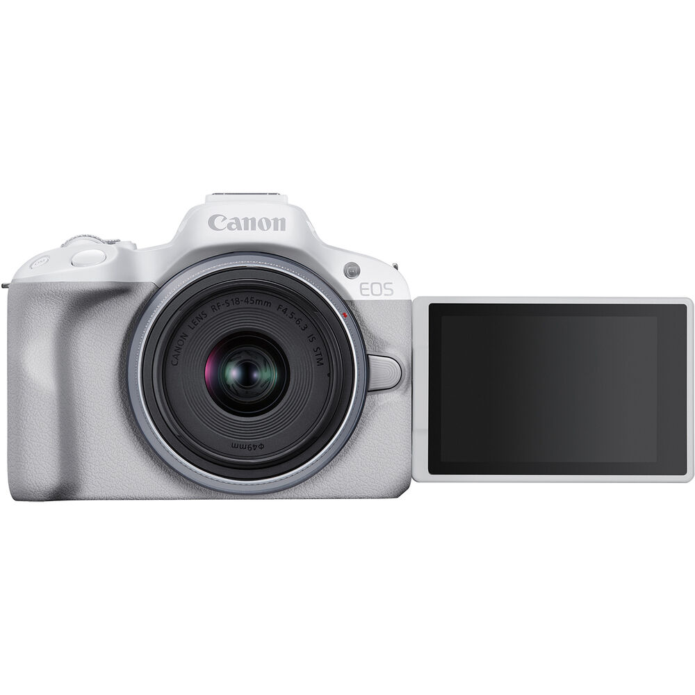 Canon EOS R50 Mirrorless Digital Camera + 18-45mm f/4.5-6.3 Lens Kit - White