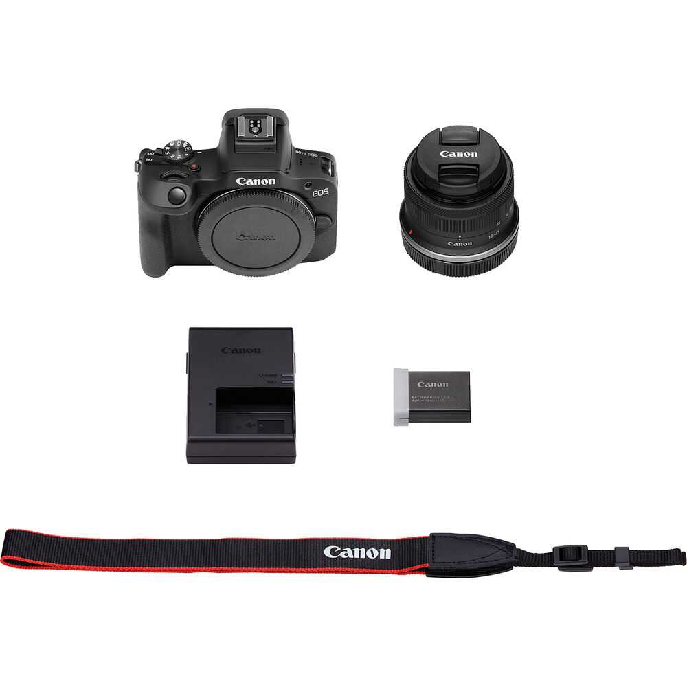 Canon EOS R100 Mirrorless Digital Camera + 18-45mm f/4.5-6.3 Lens Kit - Black