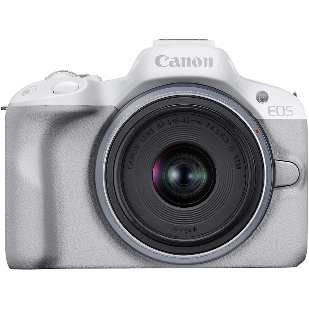 Canon EOS R50 Mirrorless Digital Camera + 18-45mm f/4.5-6.3 Lens Kit - White